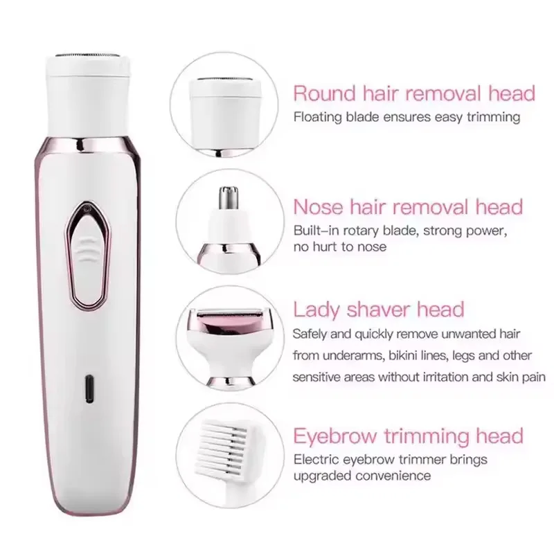 Portable Electric Hair Trimmer USB rechargeable 2-in-1 Mini painless Body shaver and Facial hair remover kit