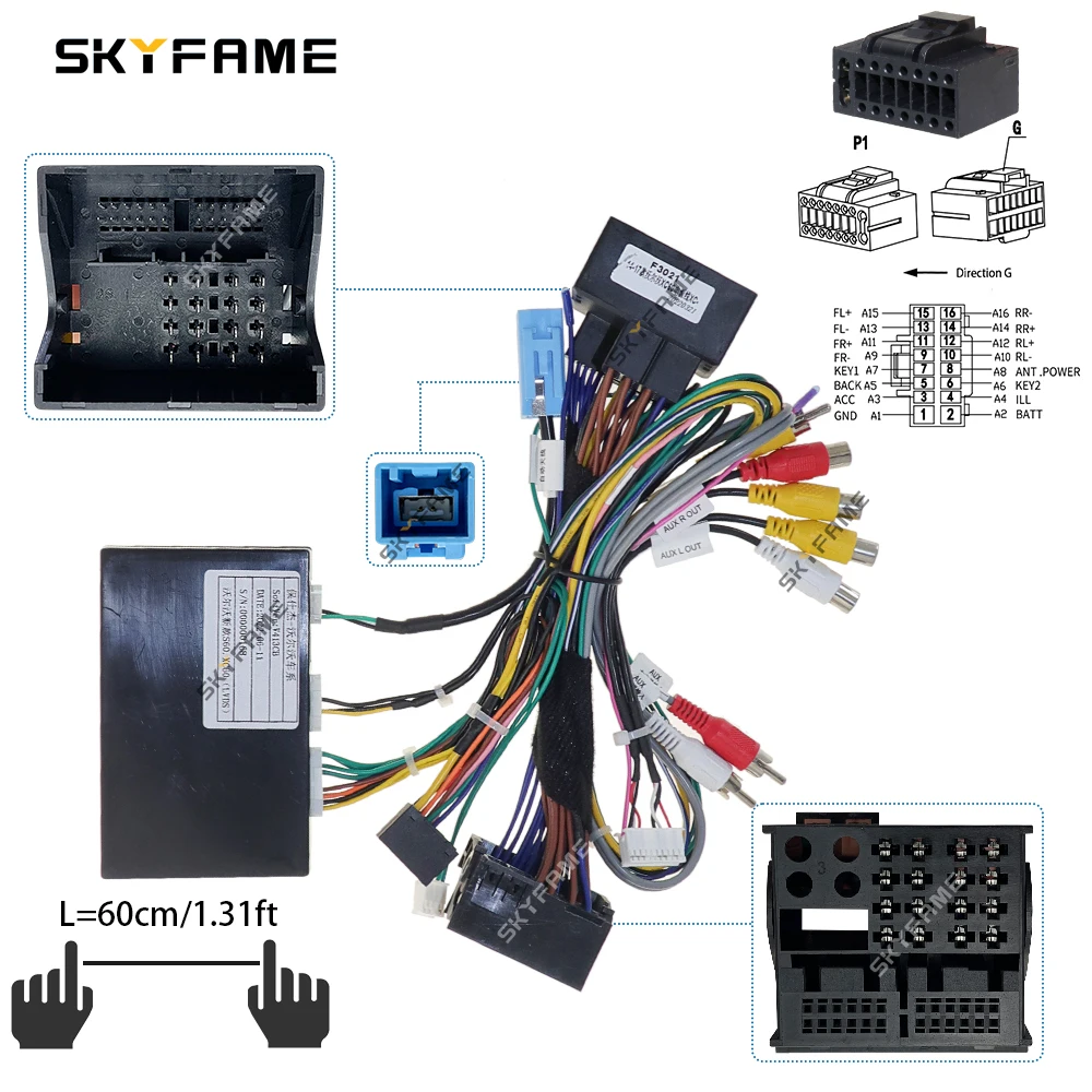SKYFAME Car 16pin Wiring Harness Adapter Canbus Box Decoder Android Radio Power Cable For Volvo S60 XC60 V60 G-RZ-VOLVO51