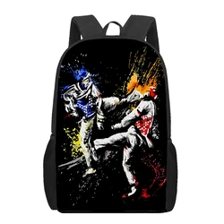 Kung Fu Taekwondo Mochilas Escolares, 3D Impresso Book Bag, Mochila para Meninas Adolescentes e Meninos, Jardim de Infância Mochila, Crianças Bookbag, 16