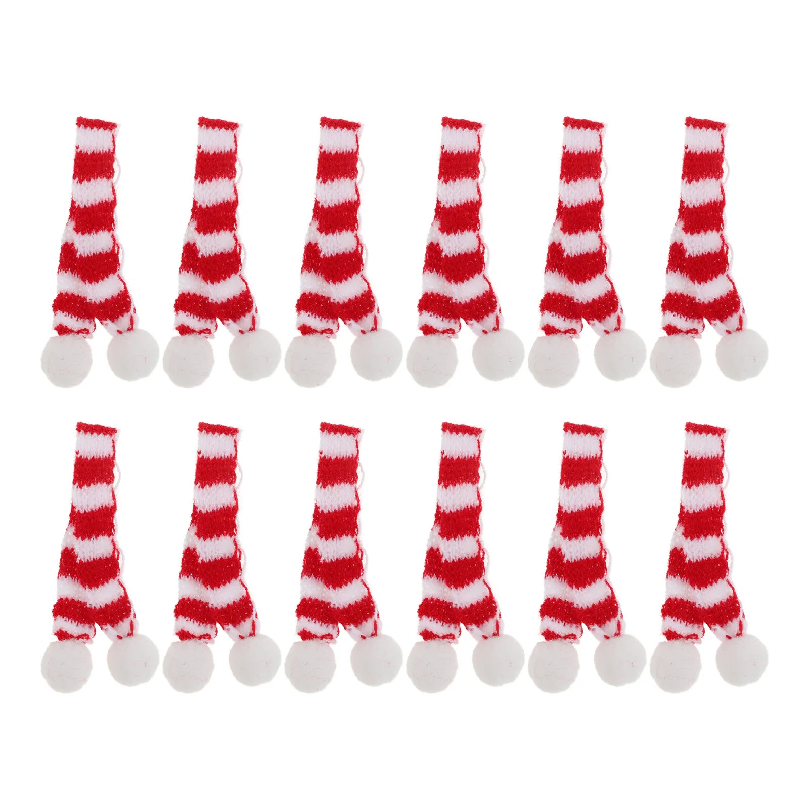 

12pcs Mini Christmas Scarf for Wine Bottle Xmas Party Ornament Red Tinsel Plaid Cover Hat Decorations Holiday Gifts