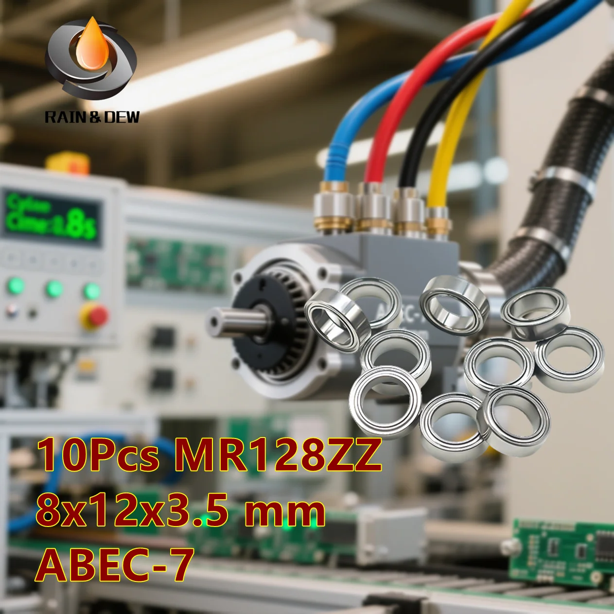 

10 шт. MR128ZZ подшипник 8x12x3,5 мм для сильных промышленных двигателей, высокоскоростной, устойчивый к коррозии ABEC-7