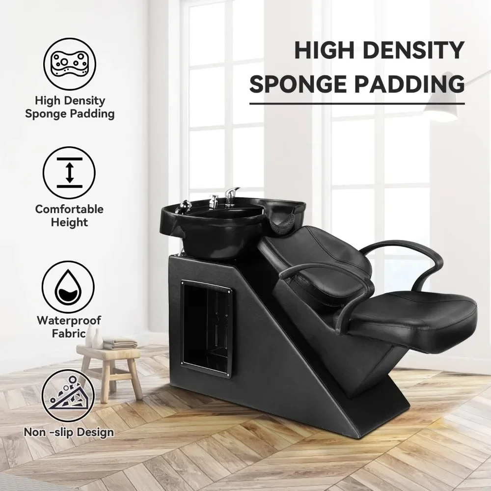 Shampoo Barber Backwash Chair, ABS Plastic Shampoo Bowl Sink Chair for Spa Beauty Salon , Barber Shop(black)