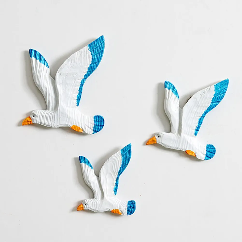 

3Pcs Seagull Wall Art Resin Hanging Bird Decor Coastal Theme Pendant for Living Room Bedroom Home Office Wall Decoration
