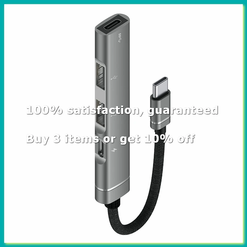 ●For Android Mobile Phone Computer Tablet Portable PD Charging Hub Type-C USB C Expansion Dock,Grey-ABFB