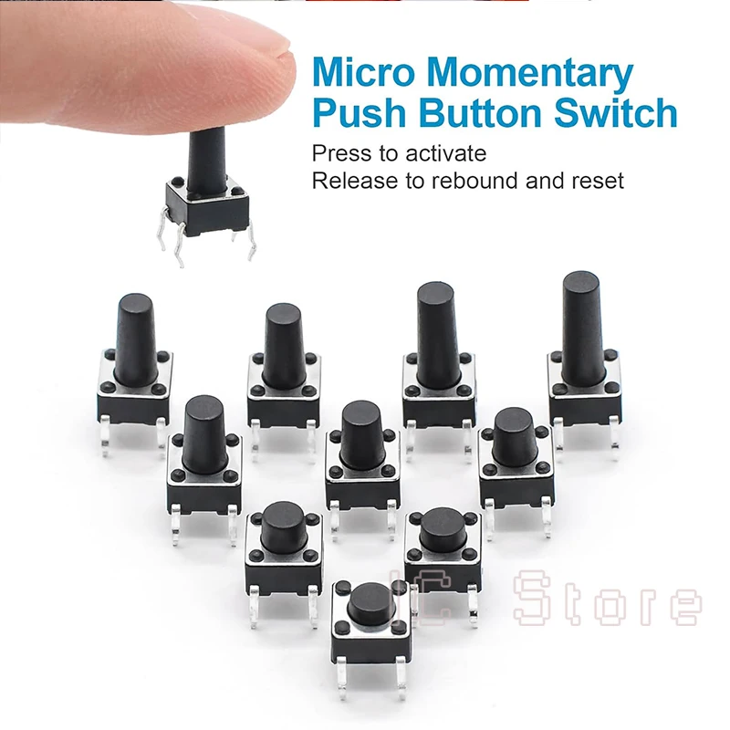 1000PCS 6x6mm 4Pin Push Button Tact Switch DIP SMD 6*6mm 6x6x4,3/5/6/7/8/9/10/11/12/13/15MM Touch Schalter – Detail 9