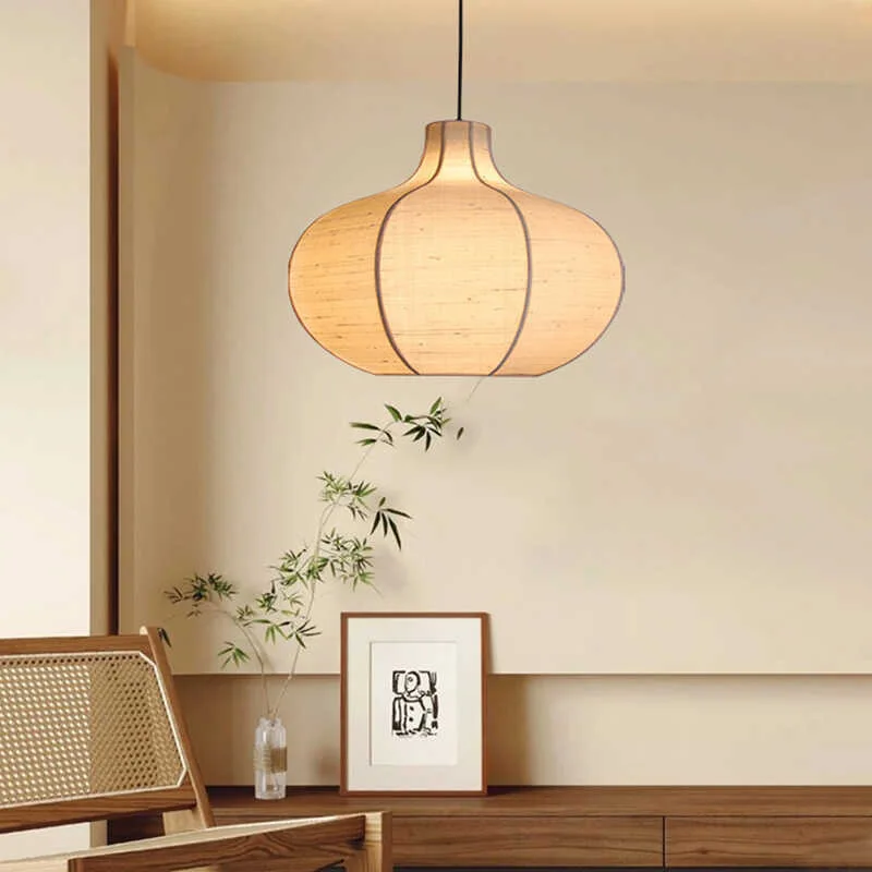 

Japanese-style wabi **** dining room fabric chandelier French living room high-end sense medieval bedroom light new Chinese