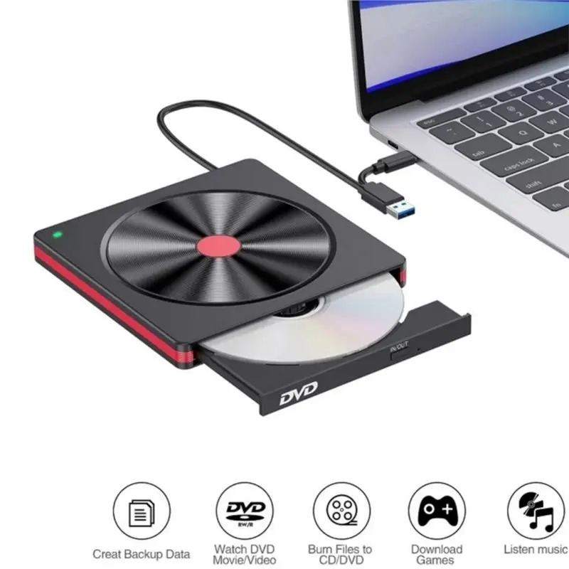 B03B-USB 3.0 Type-C External CD DVD+ /-RW Burner BD/DVD/CD-ROM Reader DVD Player Drive For PC Laptop Desktop