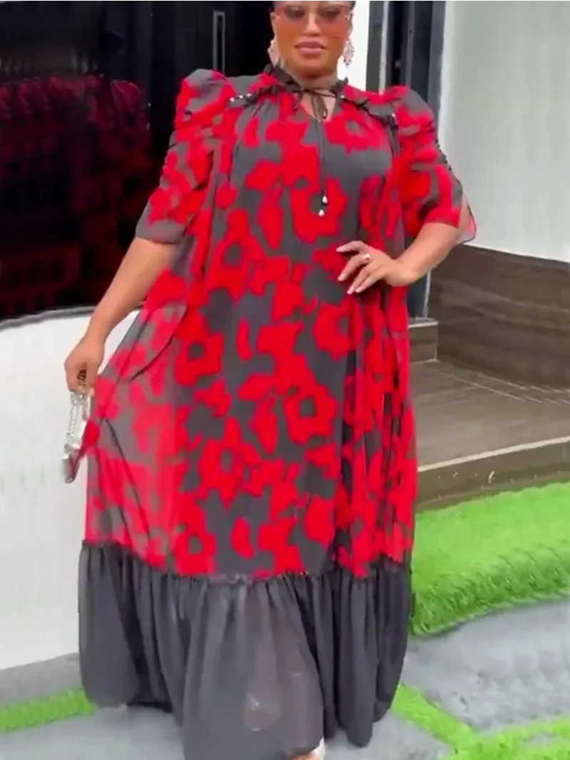 Sukienki wieczorowe afrykańskie plus size dla kobiet 2025 nowa letnia moda Dashiki Ankara nadruk elegancka muzułmańska sukienka maxi