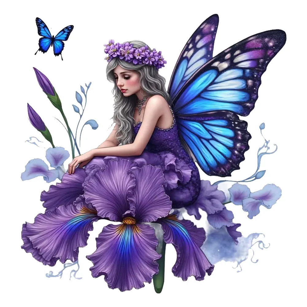 QT2572#Enchanted Fairy Butterfly Flower Sticker Waterproof Vinyl Stickers for Car, Laptop, Wall and Glass Surface