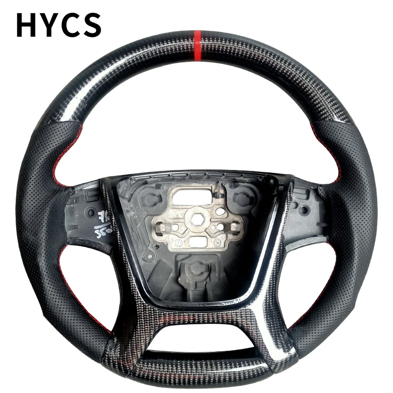 

Car Interior Accessories Carbon Fiber Steering Wheel Covered with Black Perforated Leather for Volvo XC60 XC90 Without airbags