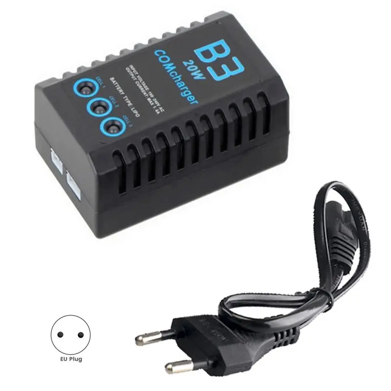 New Comcharge B3 20W 1.6A Compact Portable Battery Balance Charging Station For 7.4V 11.1V RC Lipo Batteries EU-Plug