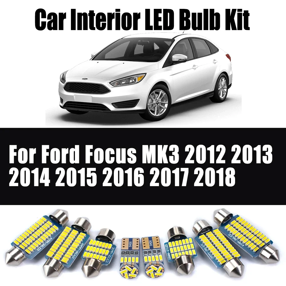 

14 шт. для Ford Focus MK3 2012 2013 2014 2015 2016 2017 2018 автомобильный светодиодный салон карты купол багажник перчаточный ящик комплект лампочек аксессуары