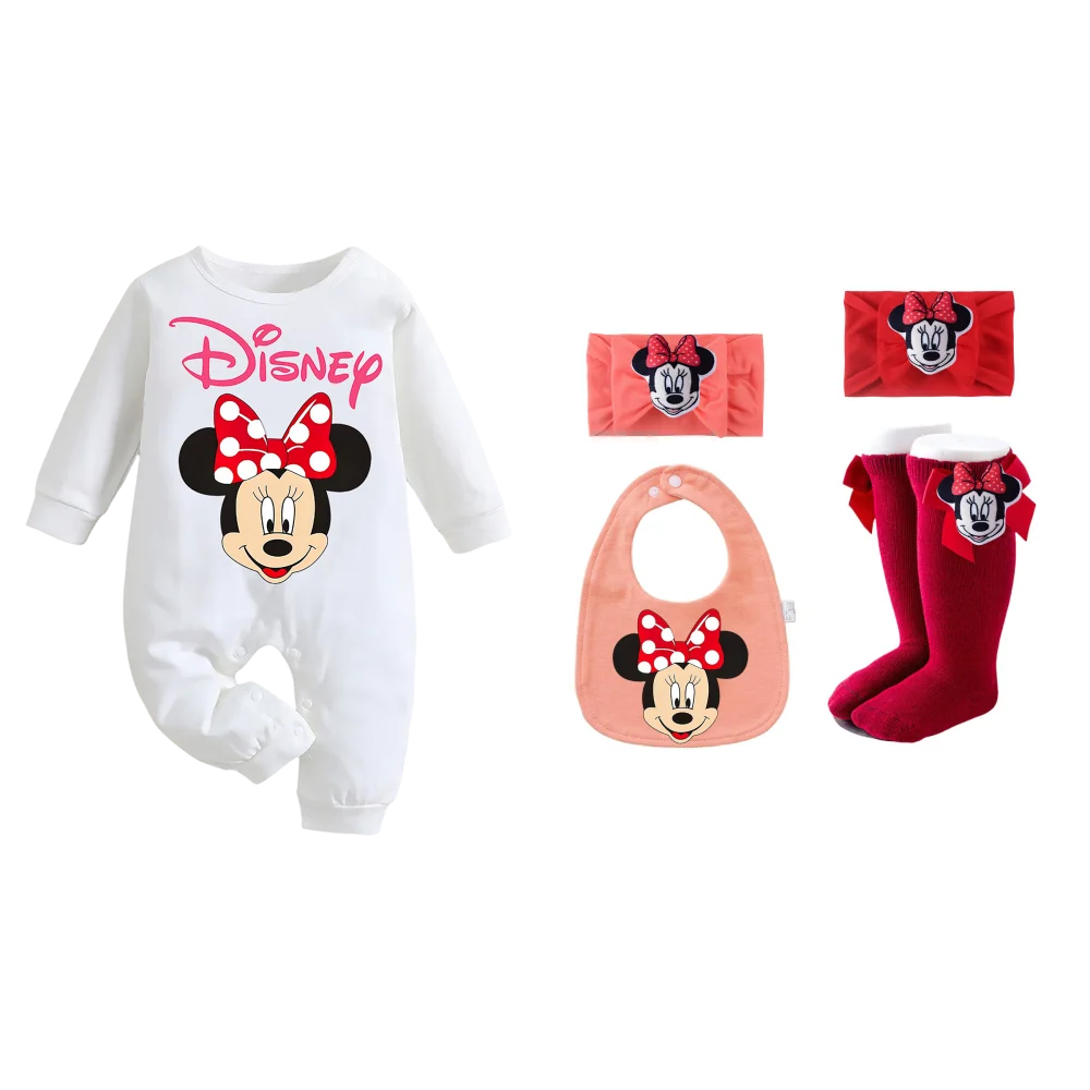 

New baby one-piece pants spring and autumn baby headband baby bib baby long tube newborn pajama set infant crawling suit autumn