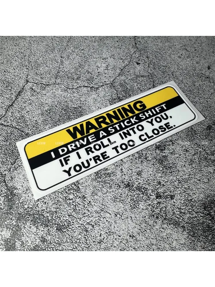Warning Manual Drive Text Vinyl Sticker, Waterproof UV Resistant Decal for Car Window Body Motorcycle Helmet Decor, Holiday Gift