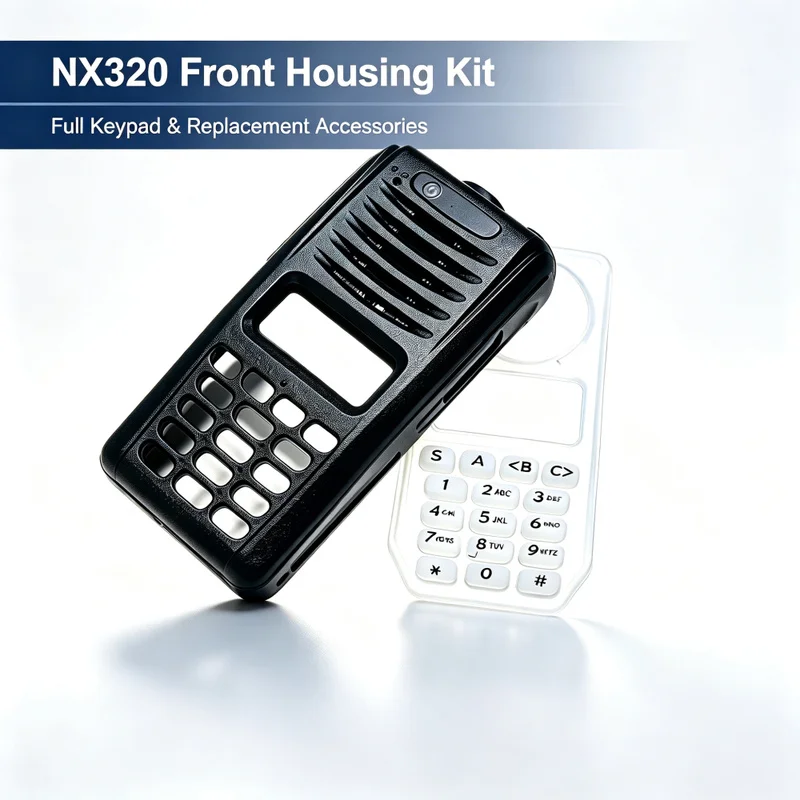 Replacement Full Keypad Front Housing Case, Radio Repair Shell with Knobs and Matching Accessories for  NX320 NX220 Two Way radi
