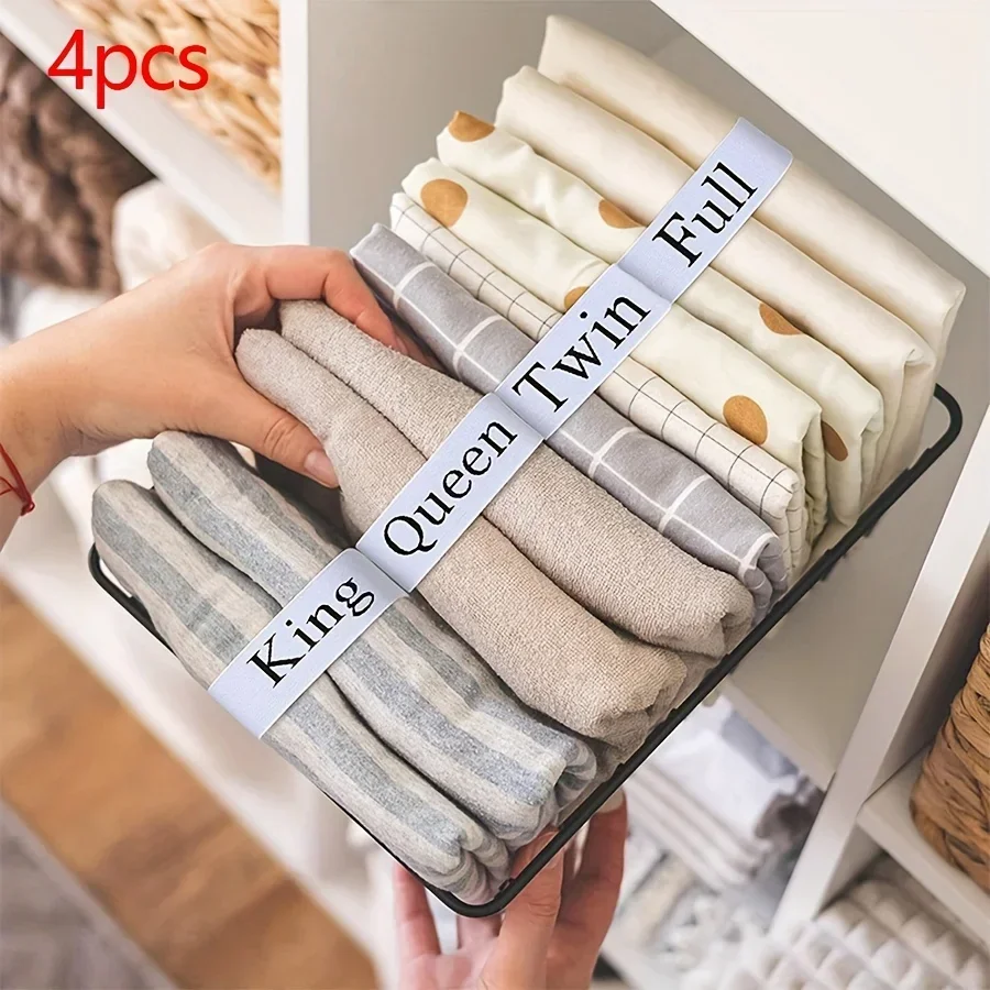 4Pcs Elastic Bedsheets Bands Bed Sheet Clothes Storage Organizer Sheet Closet Organization Labels Letter Sheet Straps