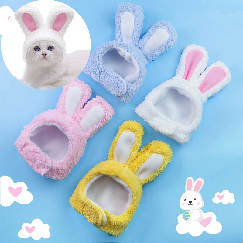 

New Funny Pet Dog Cat Cap Costume Warm Rabbit Hat New Year Party Christmas Cosplay Accessories Photo Props Headwear Cat Hat