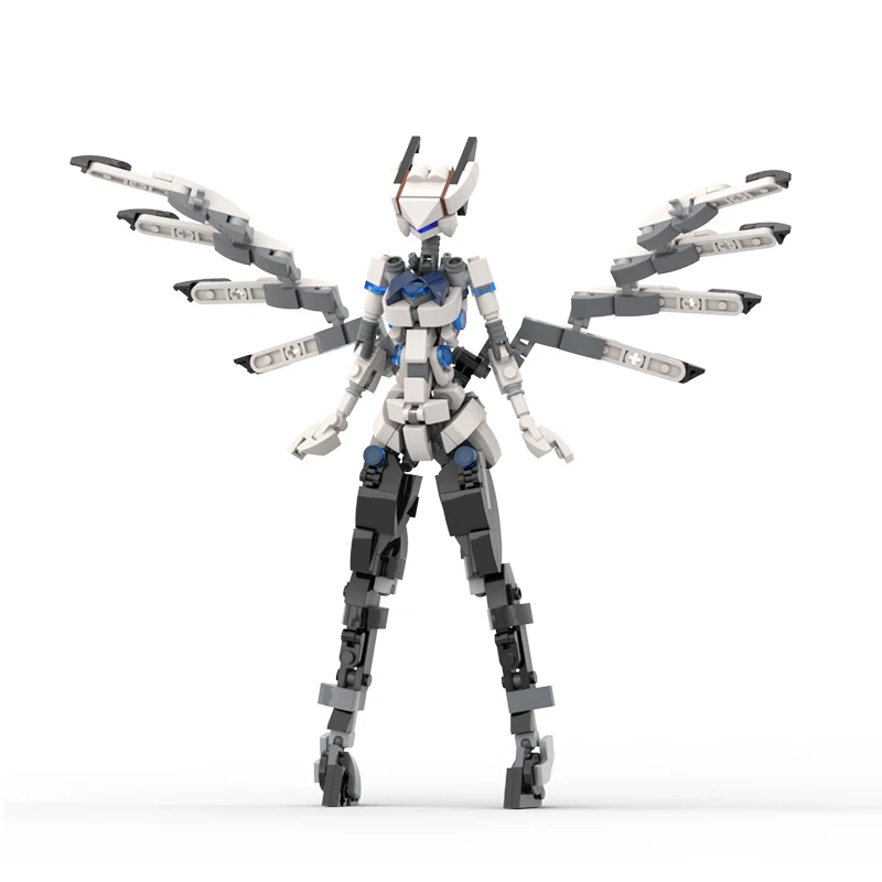 BuildMoc Angel Bunny Girl Mecha Mobile Suit Robot Building Blocks Anime Figure Birdy Armor Wing Knight Brick Model Kid Toys Gift