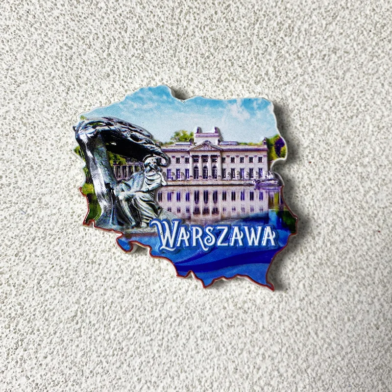 

3D Poland Warsaw Landmark Fridge Magnet - Decorative Resin Material, Perfect for Room & Home Decor, Strong Magnets