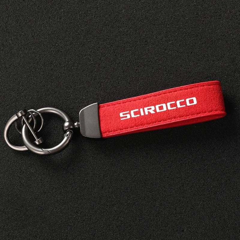 Suede Keychain Sport Key Ring Custom Gift With Logo For SCIROCCO GTI R GTE CTS Llaveros Para Hombre Keyring Accessories