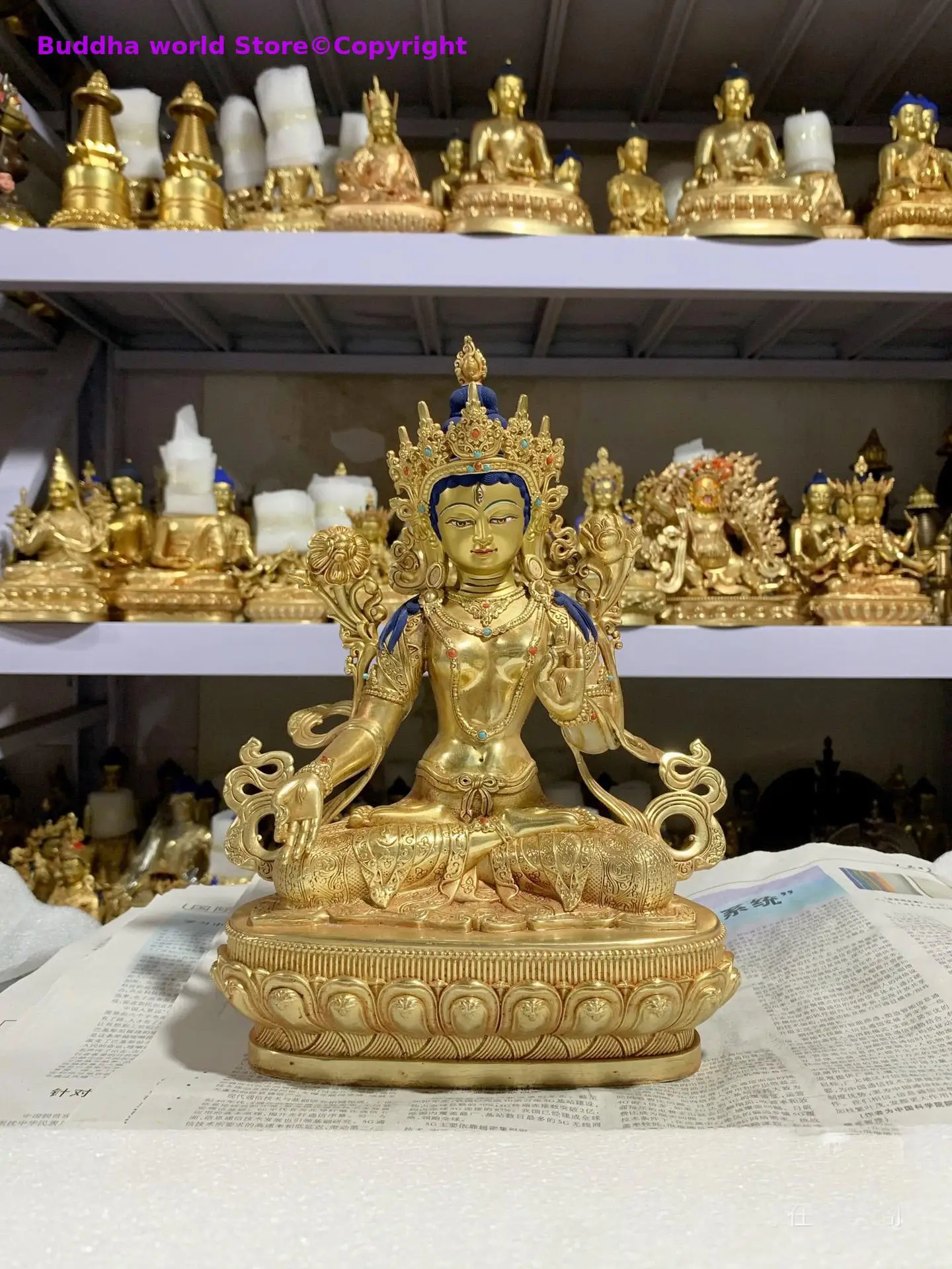 Exquisite Buddha statue copper buddha statue Buddhism white Tara Guanyin powerful buddha Buddhist worship monk offering