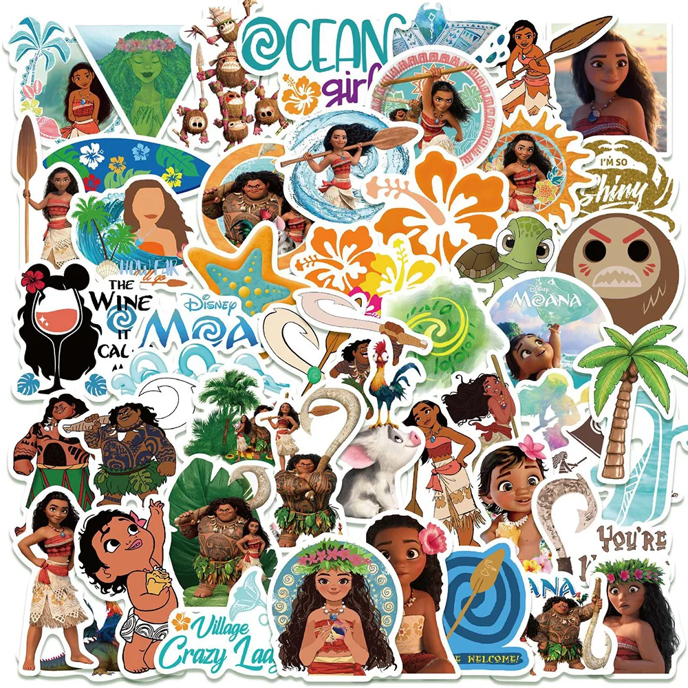 10/30/50pcs Disney Cartoon Moana Stickers Kawaii Princess Girls Sticker for Suitcase Laptop Scrapbooking Laptop Cute Toys Decal