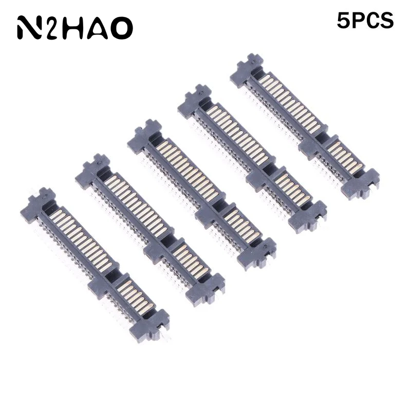 5pcs SATA Interface Socket SSD Solid State Drive Seat 7+15P 22PIN Male Connector Seat Sinking Plate Patch Type Connector Port