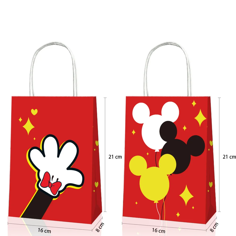 Mickey Mouse Party Gift Bag 6-delig Verjaardag 21x16x8cm Cadeauzakje Favoriete snoepzak voor kinderen met handvat Cadeau Feestartikelen