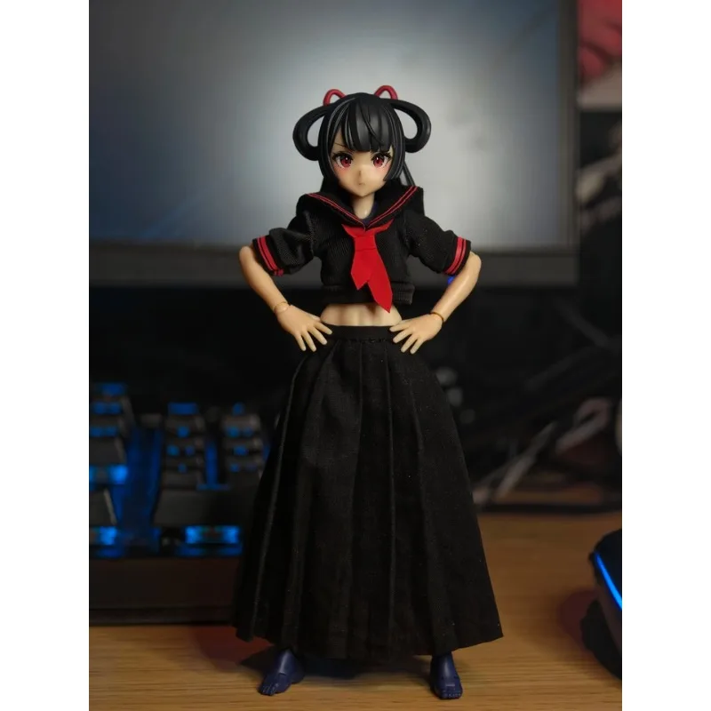 Auf Lager: 1/12 Maßstab Weibliche Süße Schülerin-Uniform mit Matrosenkragen-Oberteil und Plisseerock JK-Set für 6-Zoll Azone Actionfiguren-Körper – Detail 1