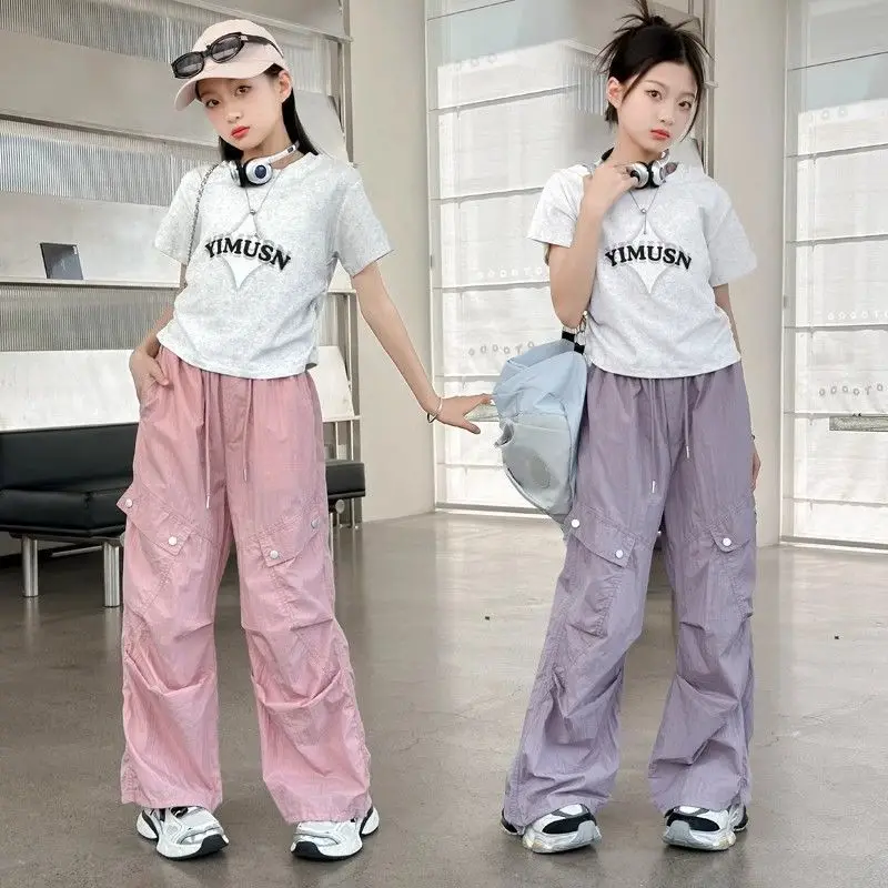 

Korean Sle Girls' Super Cute Summer Thin Breathable New Arrival Paratrooper Workwear Pants Single Piece Trendy Trousers
