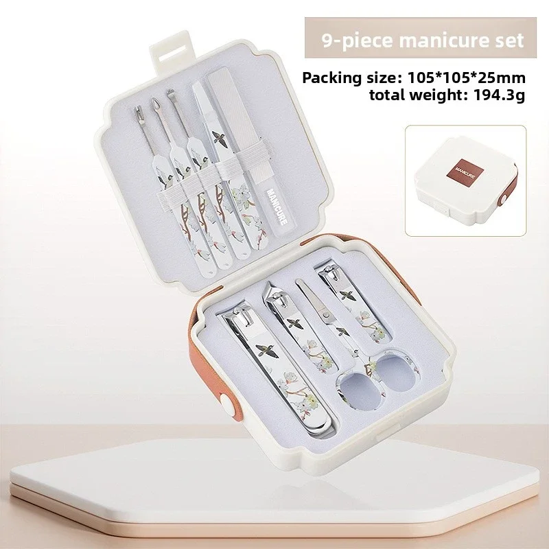 10PCS Professional Manicure Pedicure Kit Stainless Steel Clippers File Ear Pick with ABS Box NailCare Portable BeautyTool Travel