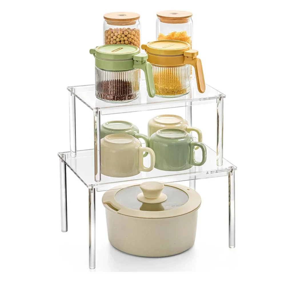 Countertop Display Riser Cabinet Organizer Easy Glide Clean Organizer Kitchen Organizer Tool-free 3-step Installation