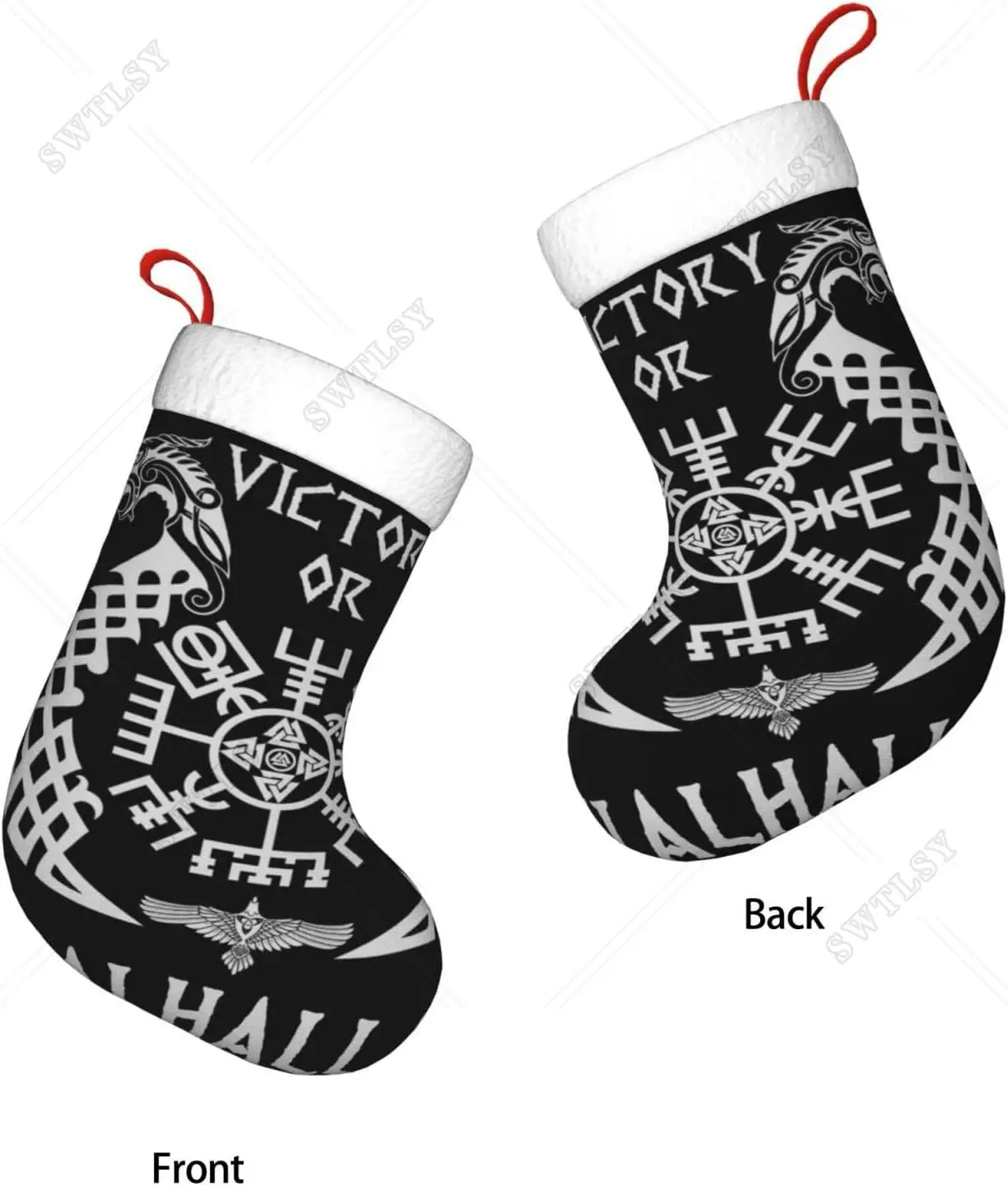 Vikings Norse Mythology Pagan Symbol Christmas Stocking, Gift Decoration Socks, Christmas Tree Holiday Party Decoration