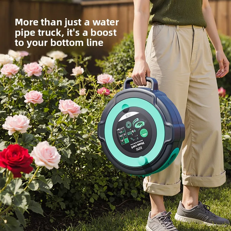 Garden Hose Sprayer with Watering Wand Retractable Hose Reel Adjustable Nozzle Car Washing Gun Patio Plant Mister Sprinkler