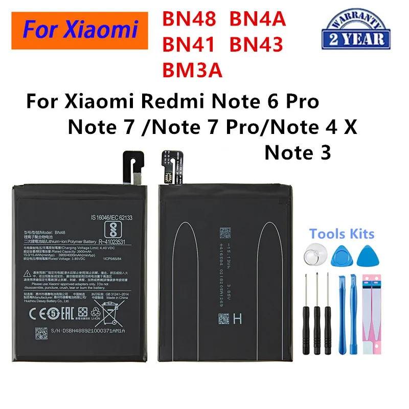 

BN48 BN4A BN41 BN43 BM3A Brand New Battery For Xiaomi Redmi Note 6 Pro/Note 3/ Note 4X /MTK Helio X20 /Note 4 /Note 7 Pro