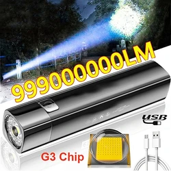 2 IN 1 990000LM Ultra Bright G3 Tactical LED Flashlight Torch & Power Bank Outdoor Portable Lighting anti glare downlight 2023