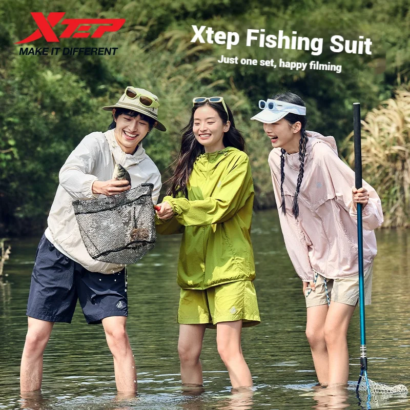 Xtep Waterplaying Outfit Casaco protetor solar 2025 Primavera Proteção UV à prova d'água de secagem rápida com capuz solto e fresco e bolso 875227140011