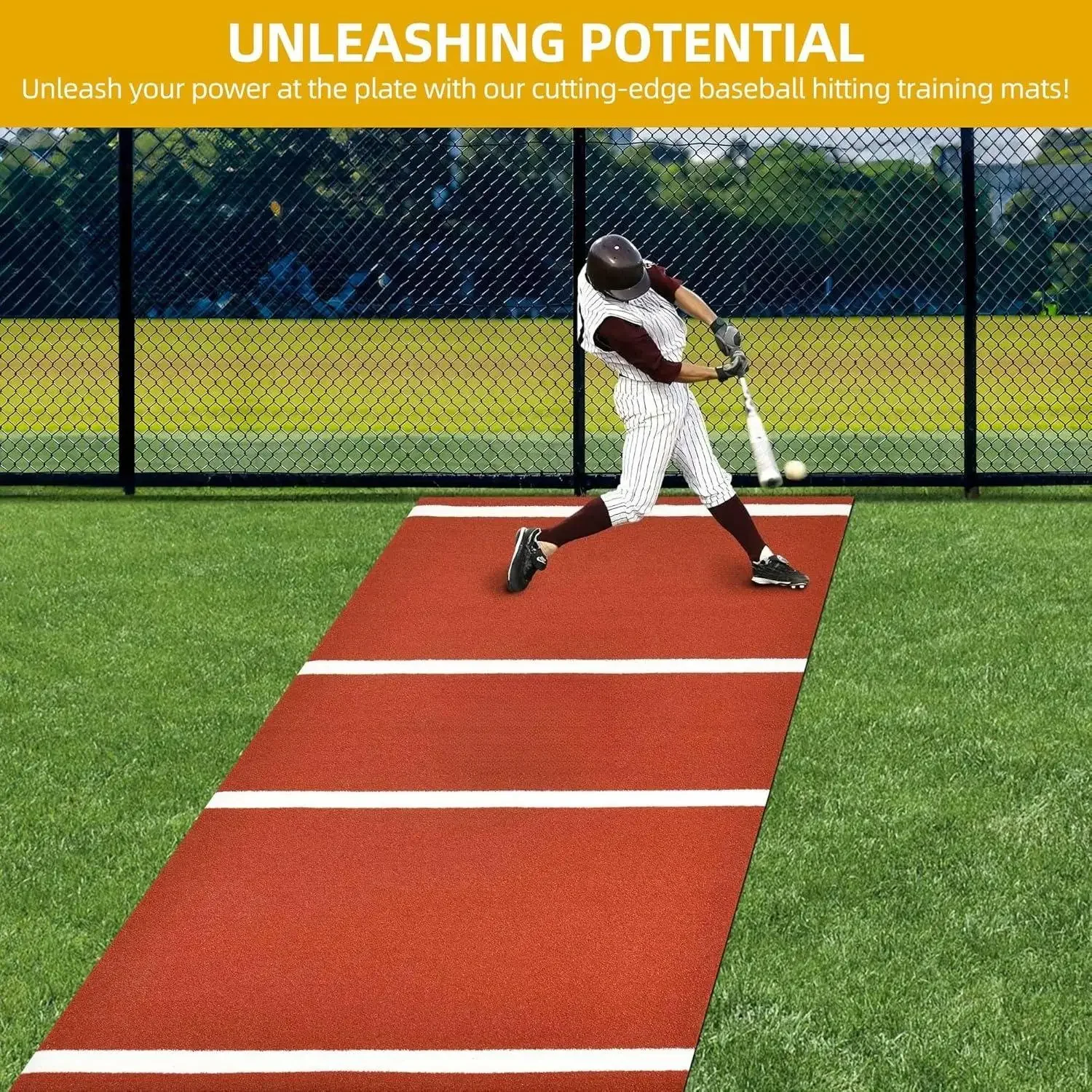 Baseball-Schlagmatte, 10 x 3,8/12 x 6 Fuß Softball-Schlagmatte, Teigbox-Rasenmatten mit Heimteller, rutschfester Baseball-Softball
