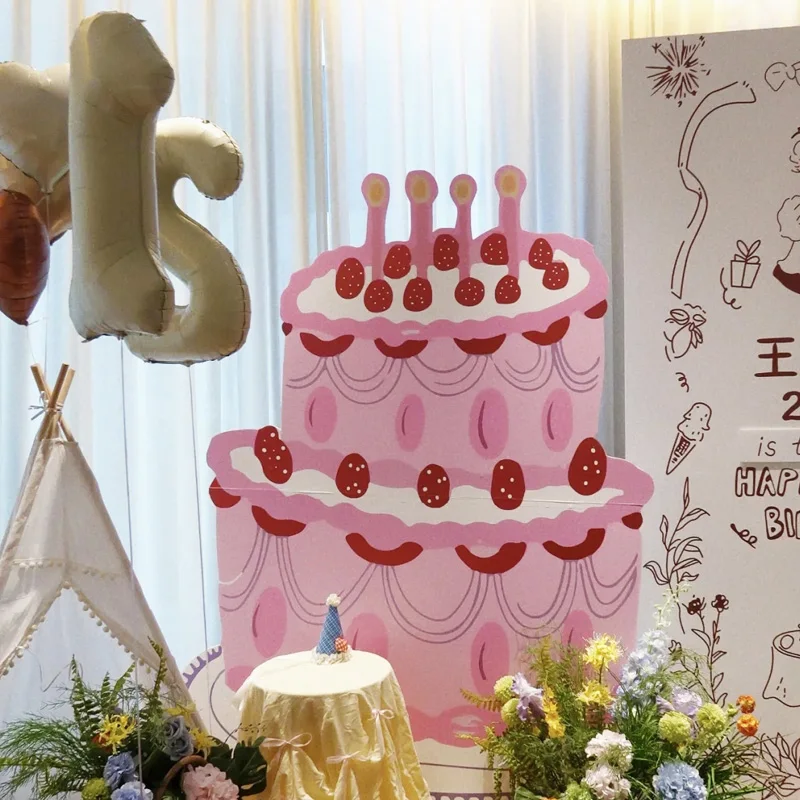 

Birthday Scene Decoration StandKT Board Cake Props Boy Girl First Year Celebration Ins Photo Props Festive Aosphere