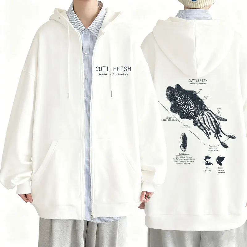 

Funny Cuttlefish Anatomy Graphic Zipper Hoodie Men Women Casual Oversized Zip Up Jacket Coat Unisex Vintage Hoodies Streetwear