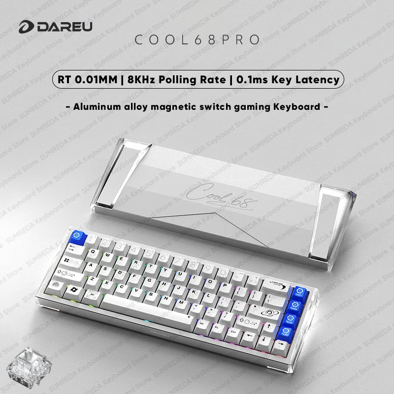 Teclado Mecânico Gamer Magnético DAREU Cool68 Pro com Fio, Latência de 0.01MM 8K 0.125MS, Hot Swap, RGB, Teclado de Jogo com Fio