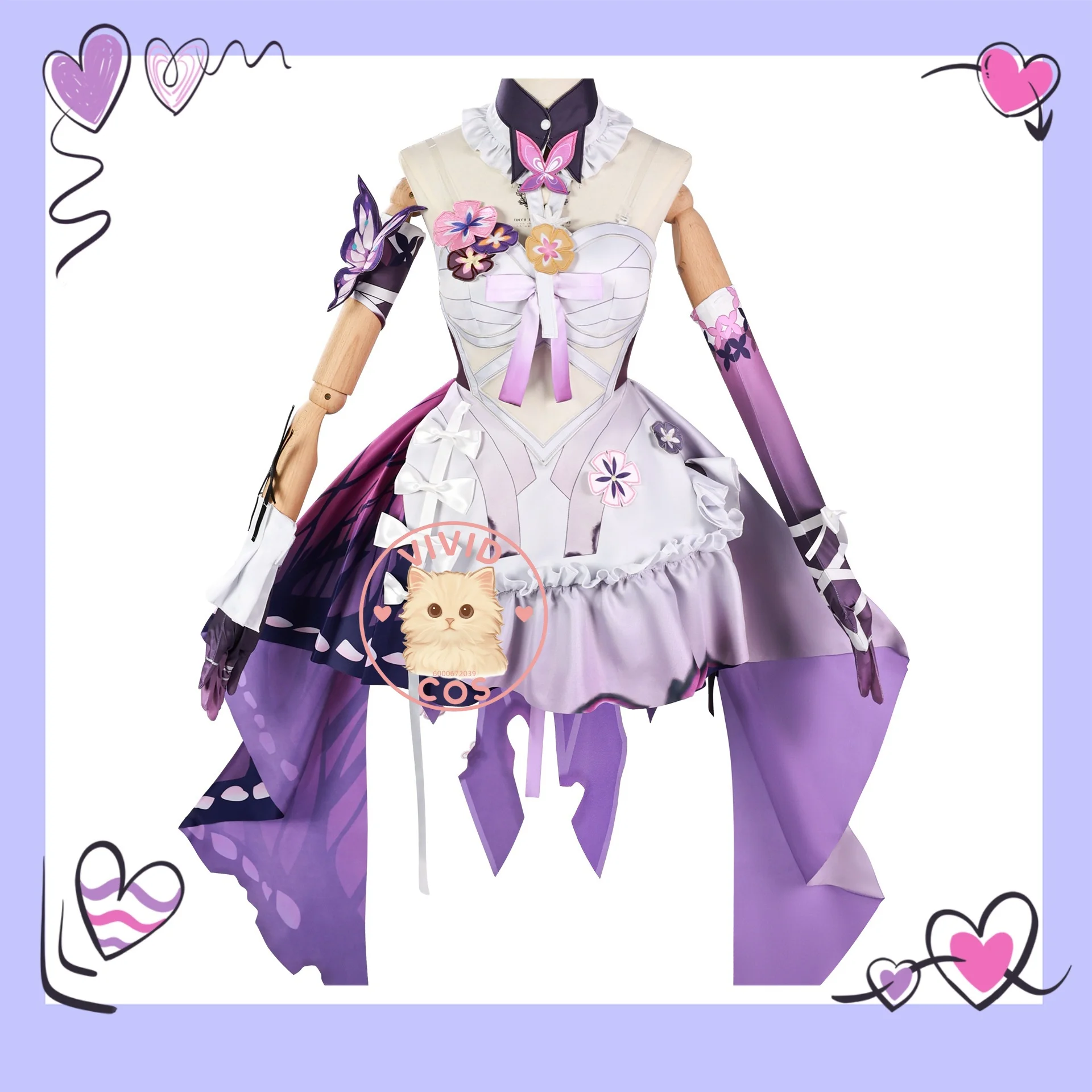 

Honkai: Star Rail Xie Die Anime-style Cosplay Costume Two-dimensional Character Outfit Full Women's Clothing Set Purple Dress