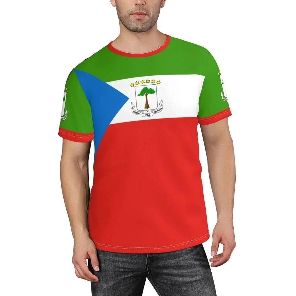 Equatorial Guinea Flag National Emblem 3D Printing T-shirt Unisex Fashion Casual Sports Short-Sleeved Tops Purchase Custom Tees