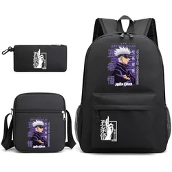 Anime Satoru Gojo Padrão Mochila, Bolsa de Ombro, Pen Bag, Laptop Bag, Alta Qualidade, Moda, Nova Escola, 3 Pcs