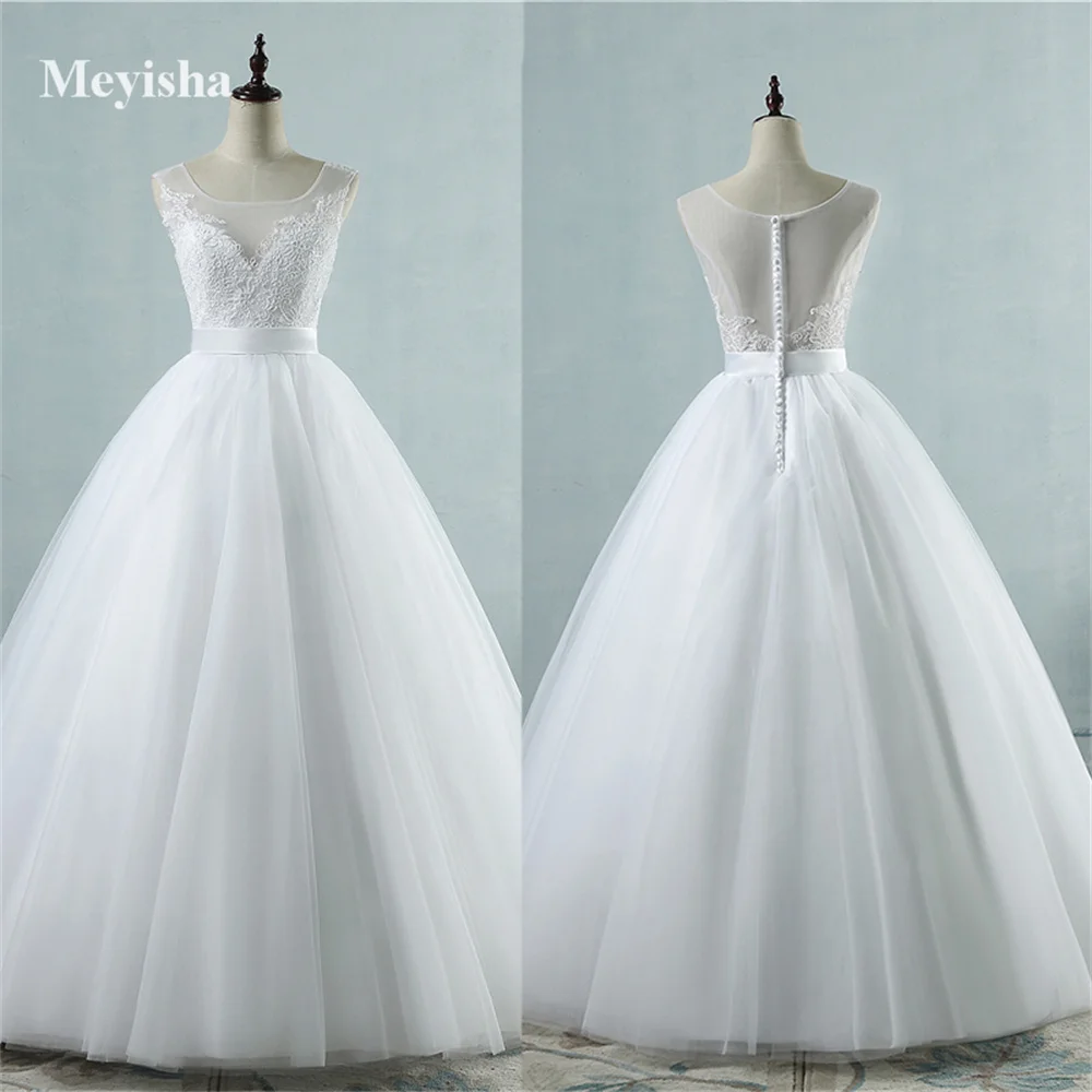 

Customized ZJ9042 Sexy A-Line Backless Wedding Dress 2025 Vintage Lace Applique Beaded Off White Tulle Wedding Gowns Long Bridal