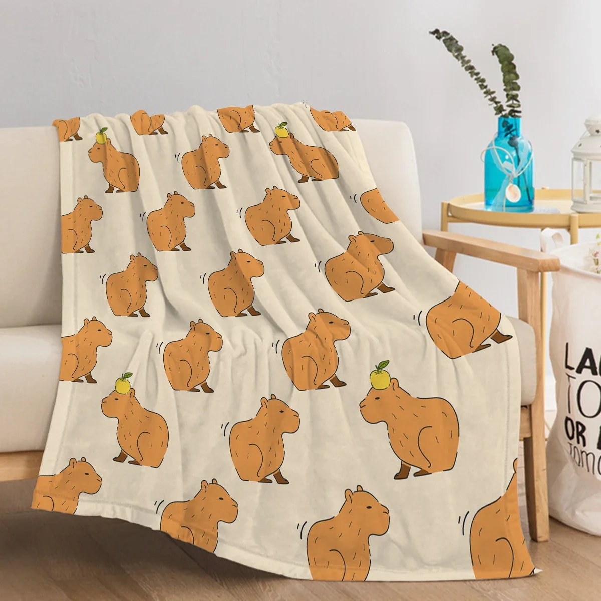 Quiet Capybara Blanket Printed Throw Blanket Plush Fluffy Flannel Fleece Blanket Soft Throws for Sofa Couch and Bed