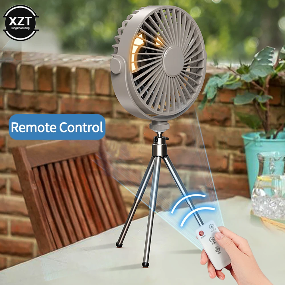 Remote Control Floor Fan chargeable Multifunctional Mini Fan USB Outdoor Camping Ceiling Fan Led Light Tripod Stand Desktop Fan