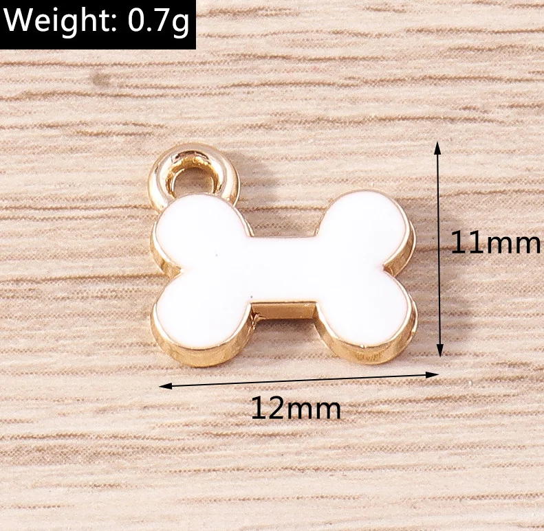10Pcs 12x11mm Enamel Dog Bone Charms Pendants Mixed Colors for DIY Bracelet Necklace Earring Jewelry Craft Supplies