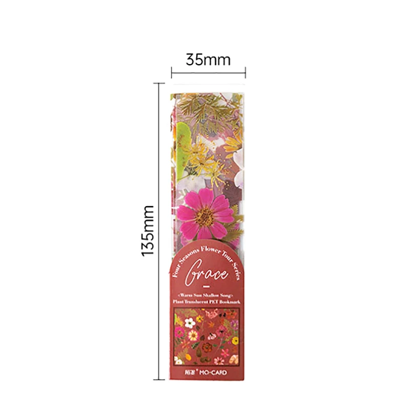 5pcs/set Four Seasons Flower Travel Series Bookmark PET Translucent Reading Book Mark Retro Book Page Marker Stationery Supplies