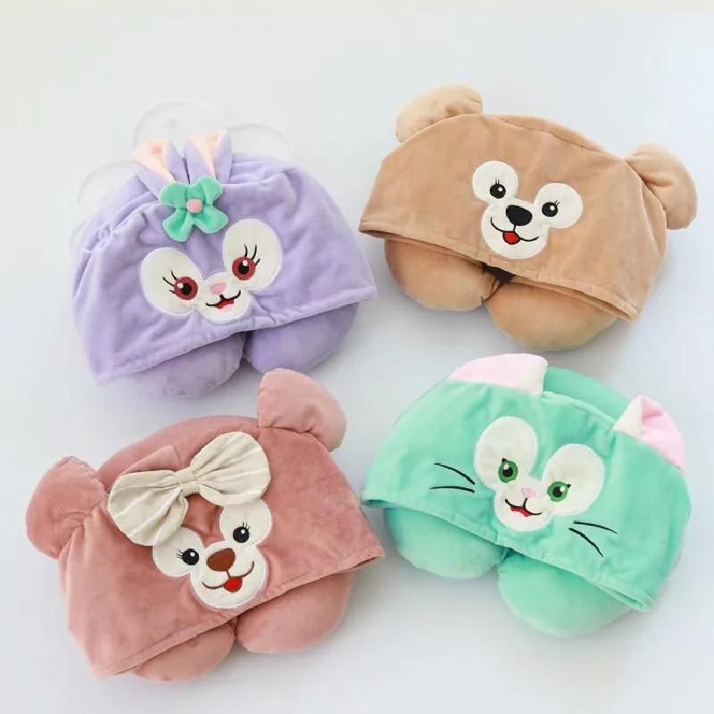 

Kawaii Disney Duffy Bear Stellalou Gelatoni Shelliemay путешествие для взрослых Расслабляющая плюшевая U-образная подушка для шеи Мультяшные аниме подарки